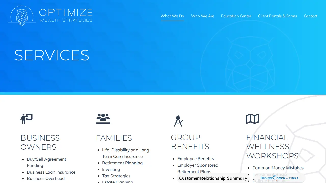 Optimize Wealth Strategies page