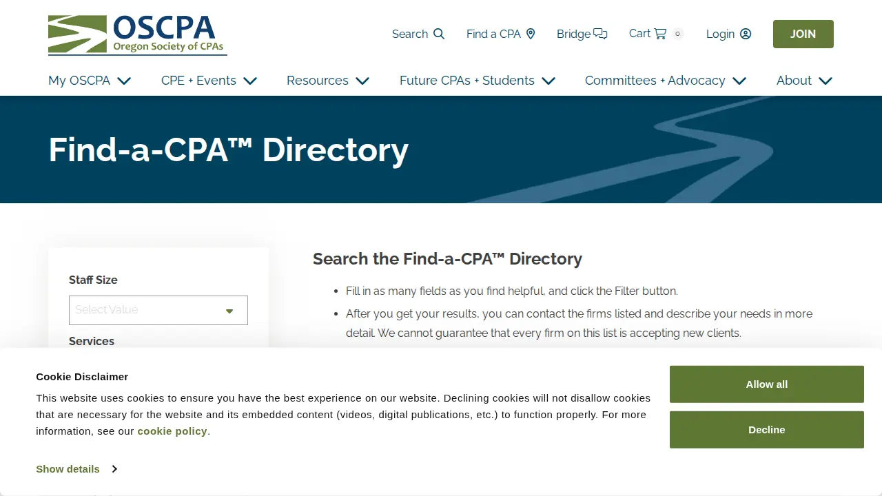 Oregon Society of CPAs page
