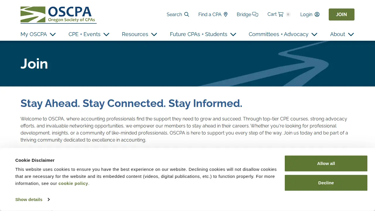 Oregon Society of CPAs page
