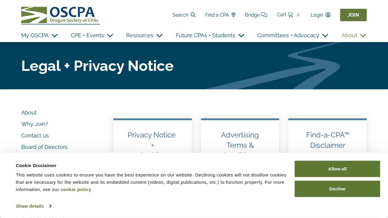 Oregon Society of CPAs page