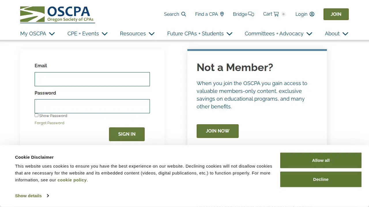 Oregon Society of CPAs page