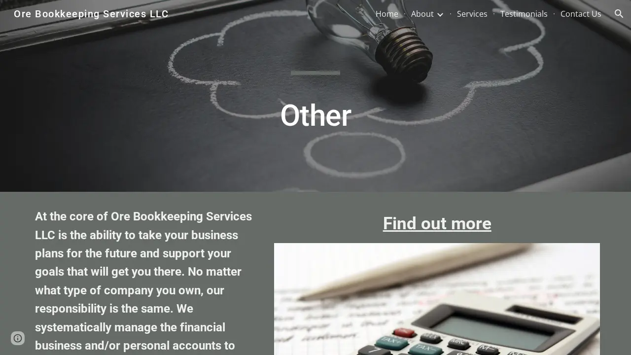 Ore Bookkeeping Services LLC page