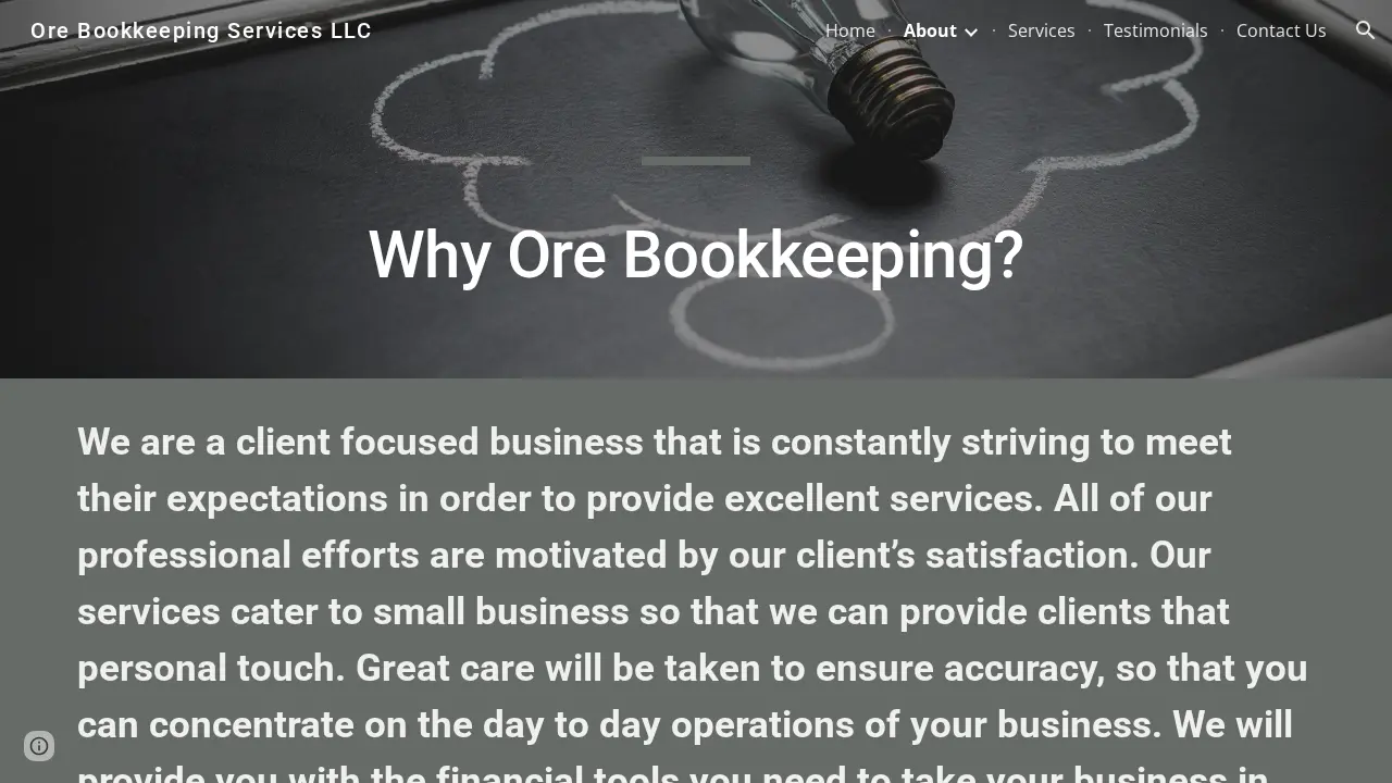 Ore Bookkeeping Services LLC page
