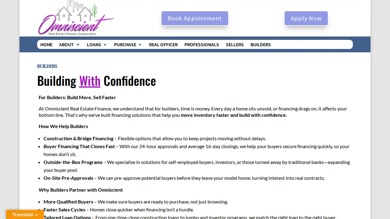 OMNISCIENT REAL ESTATE FINANCE CORP. page