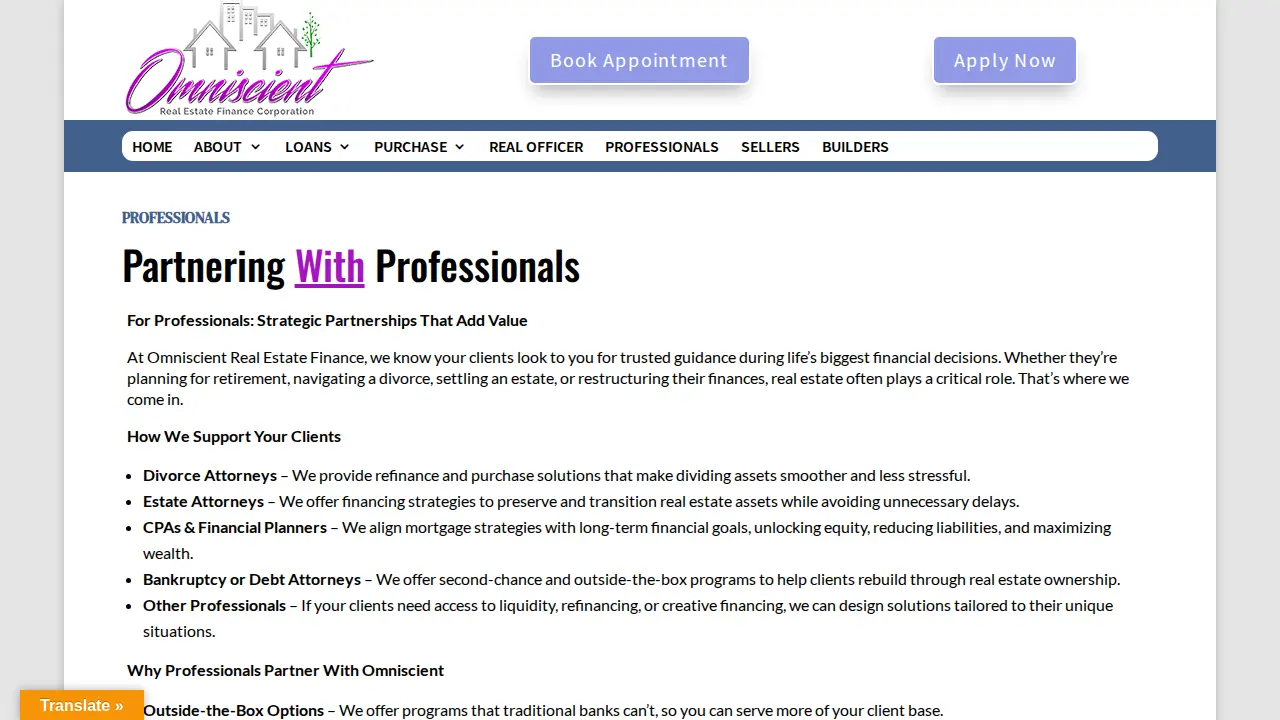 OMNISCIENT REAL ESTATE FINANCE CORP. page
