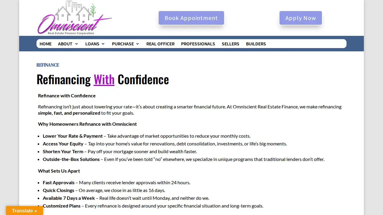 OMNISCIENT REAL ESTATE FINANCE CORP. page