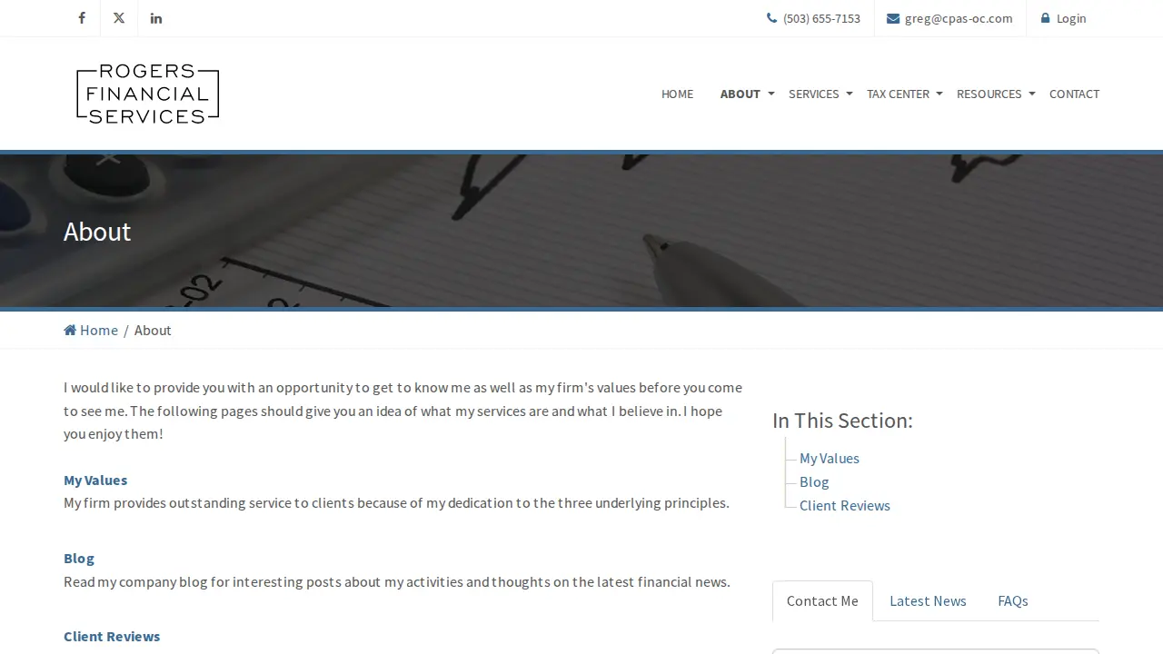 Rogers Financial Services page