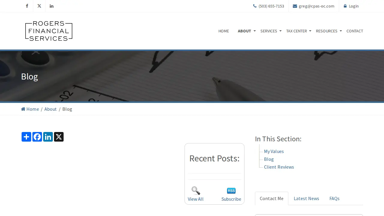 Rogers Financial Services page
