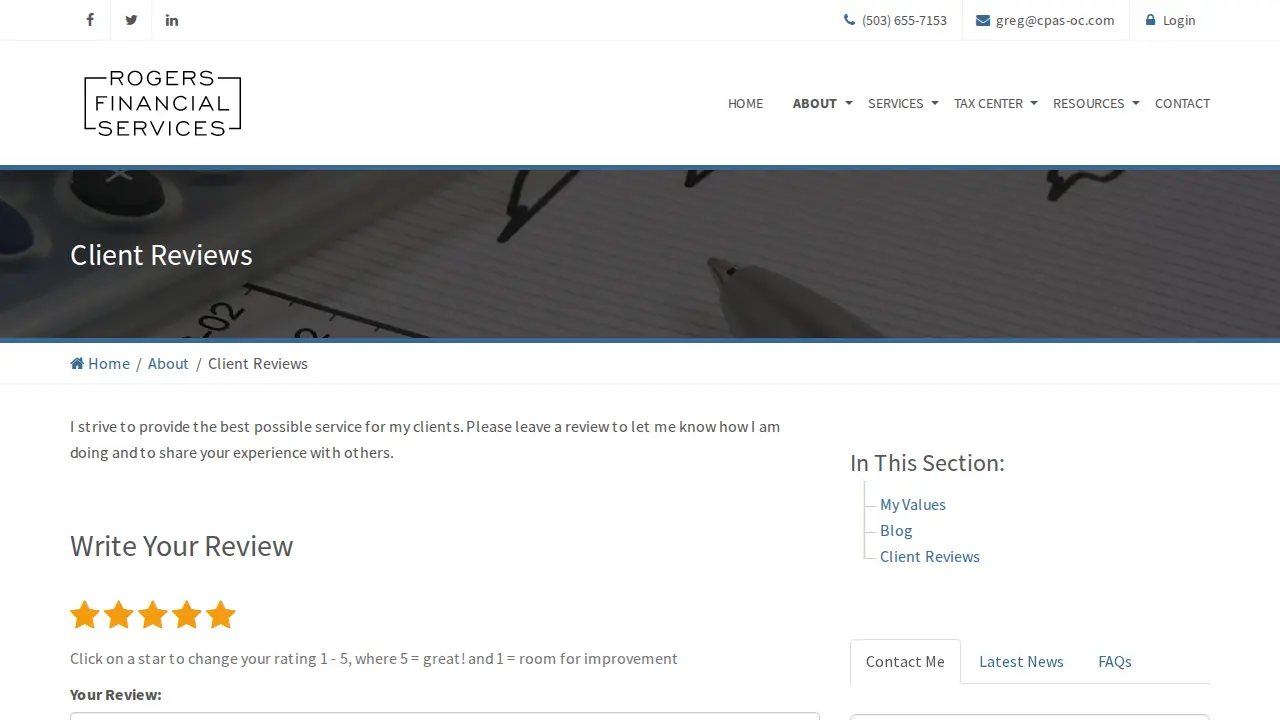 Rogers Financial Services page