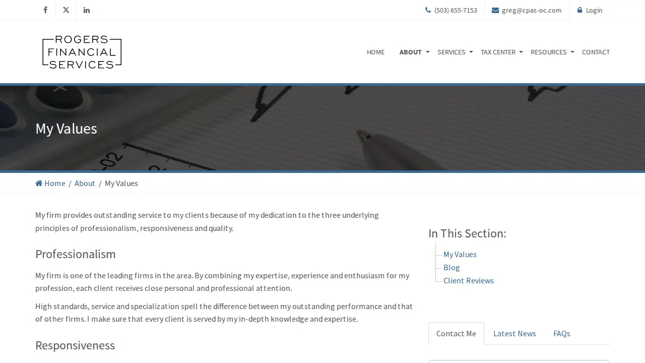 Rogers Financial Services page