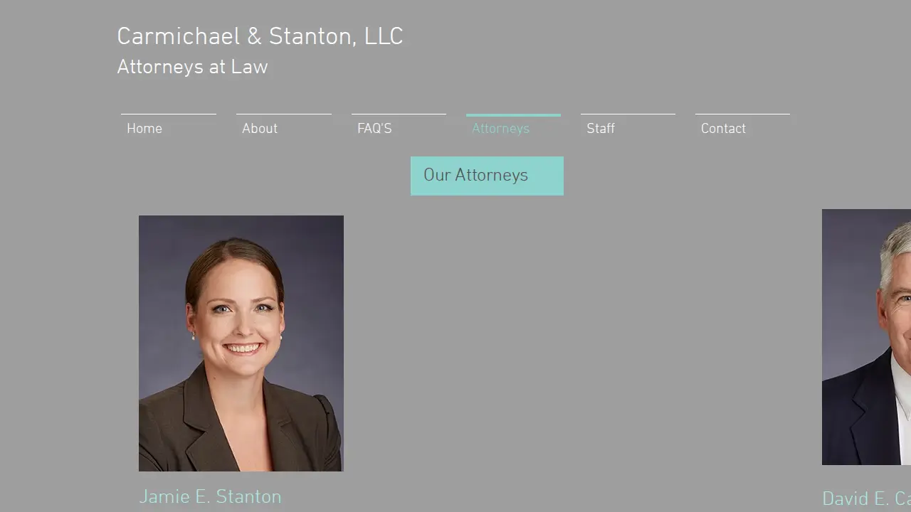 Carmichael & Stanton, LLC. Attorneys at Law page