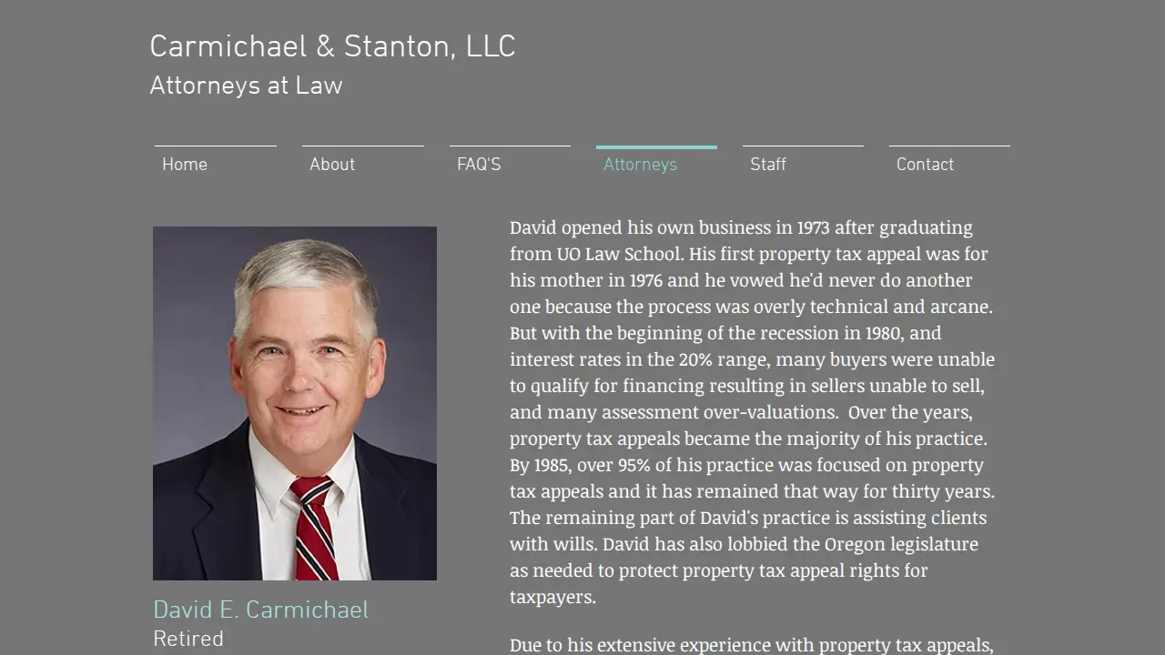 Carmichael & Stanton, LLC. Attorneys at Law page