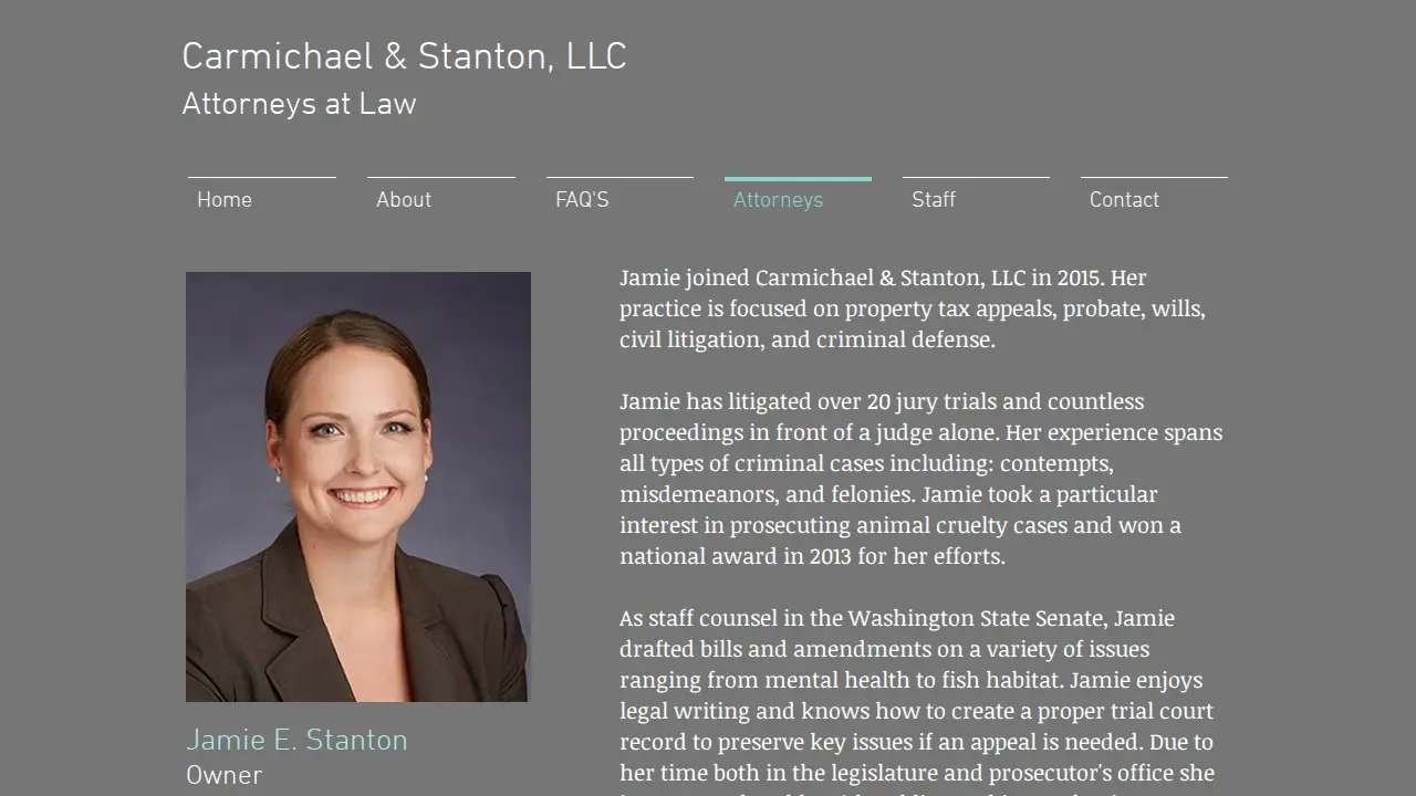 Carmichael & Stanton, LLC. Attorneys at Law page