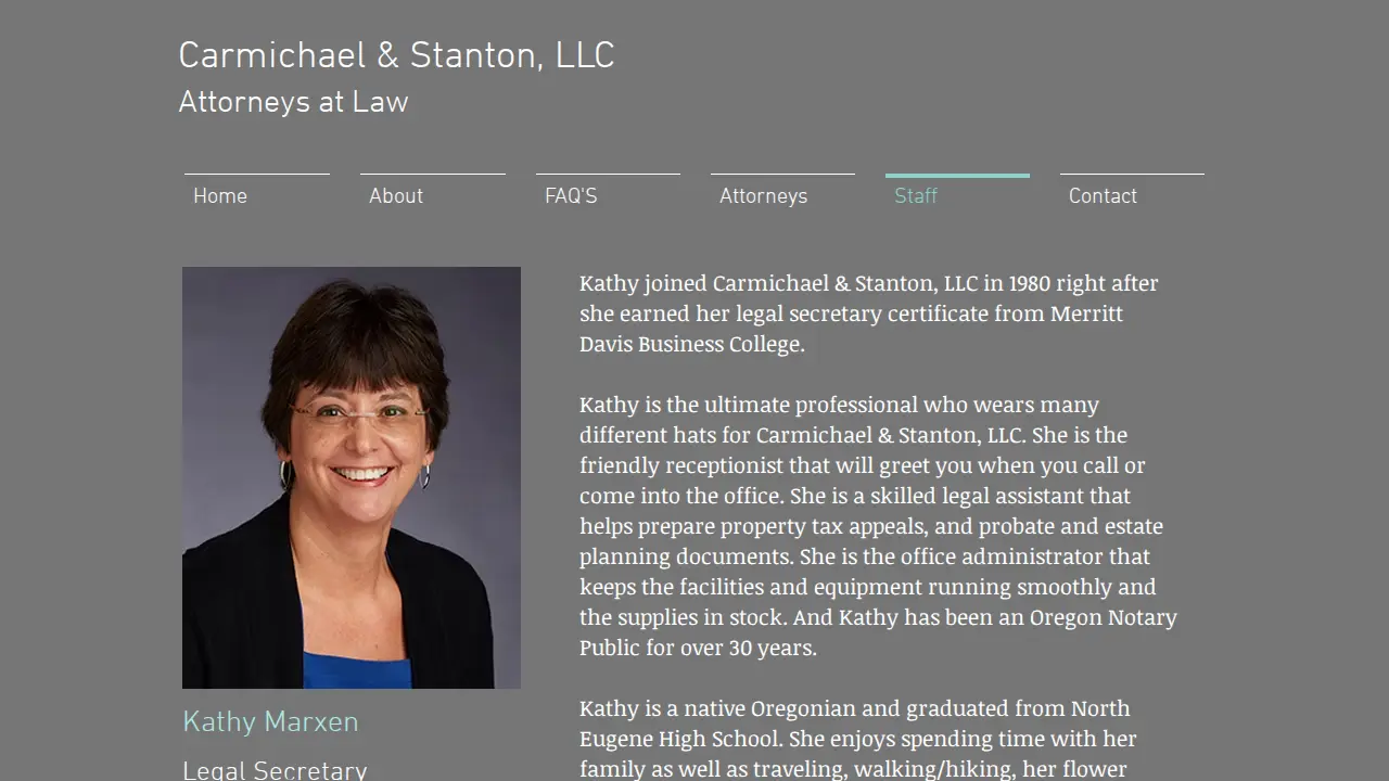 Carmichael & Stanton, LLC. Attorneys at Law page