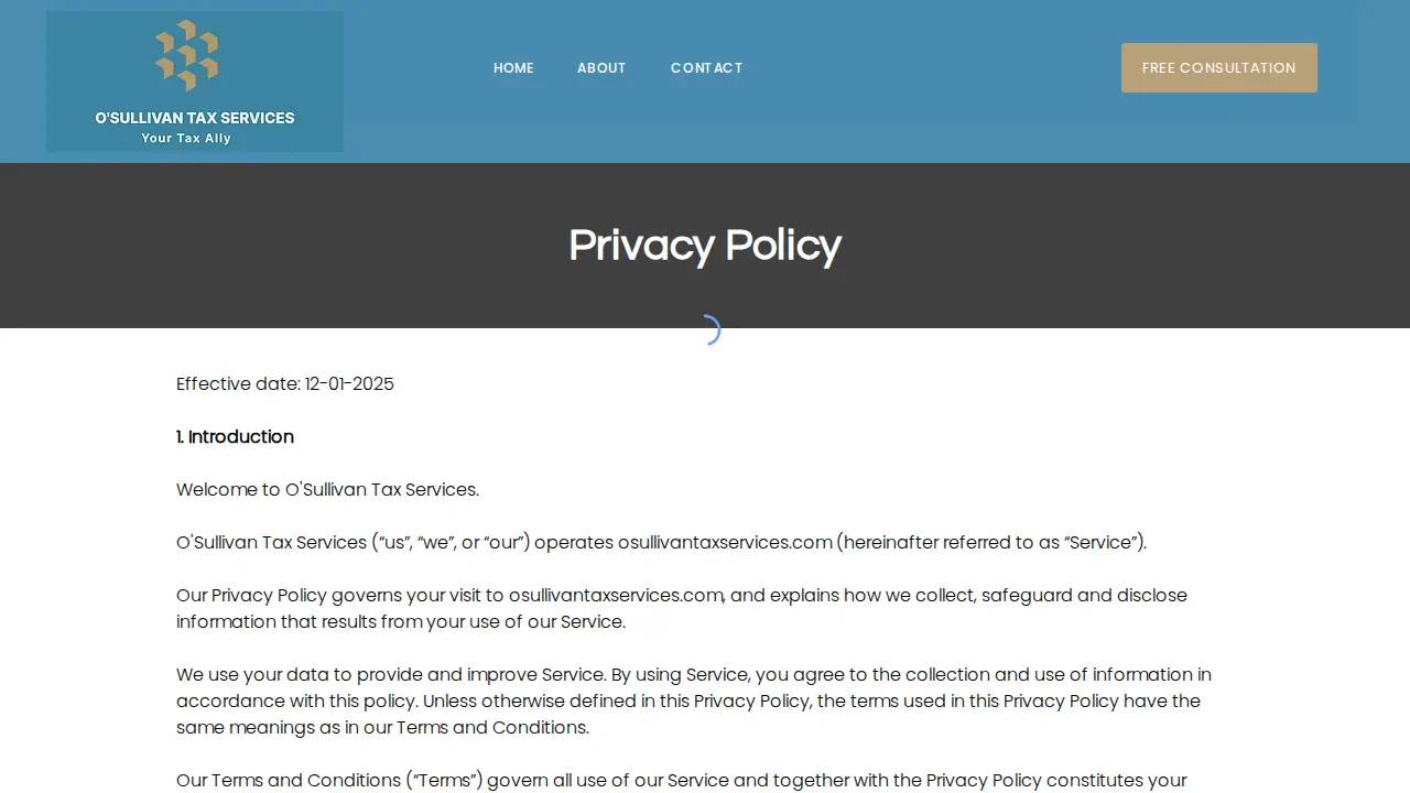 O'Sullivan Tax Services page