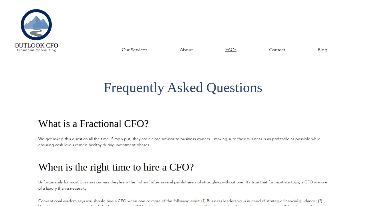Outlook CFO LLC page