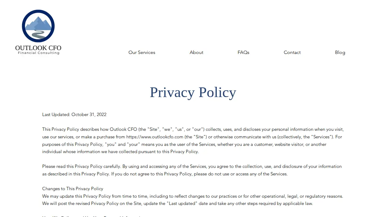 Outlook CFO LLC page