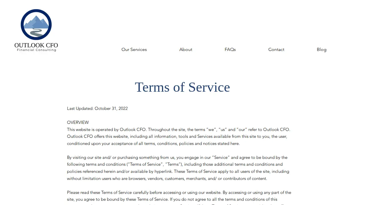 Outlook CFO LLC page