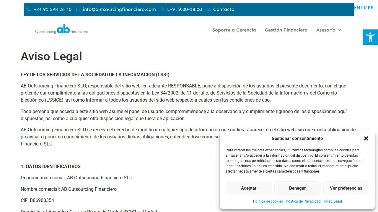 AB Outsourcing Financiero SLU page