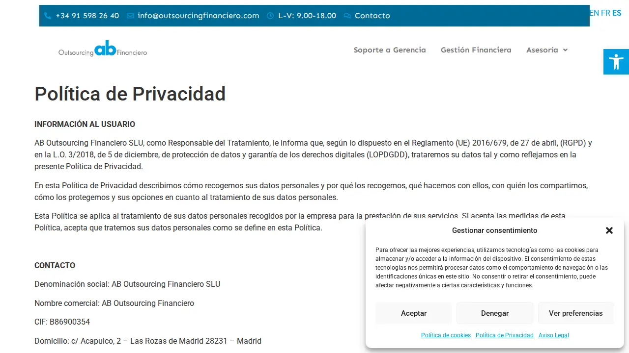 AB Outsourcing Financiero SLU page