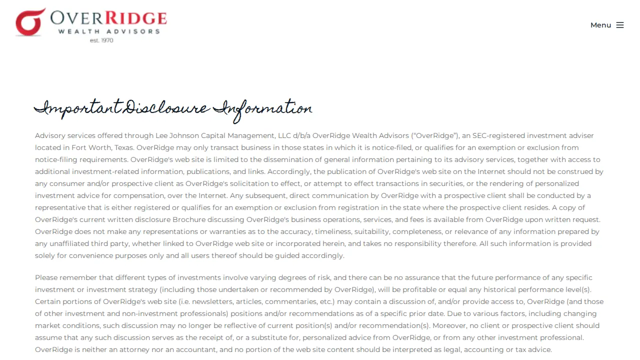OverRidge Wealth Advisors page