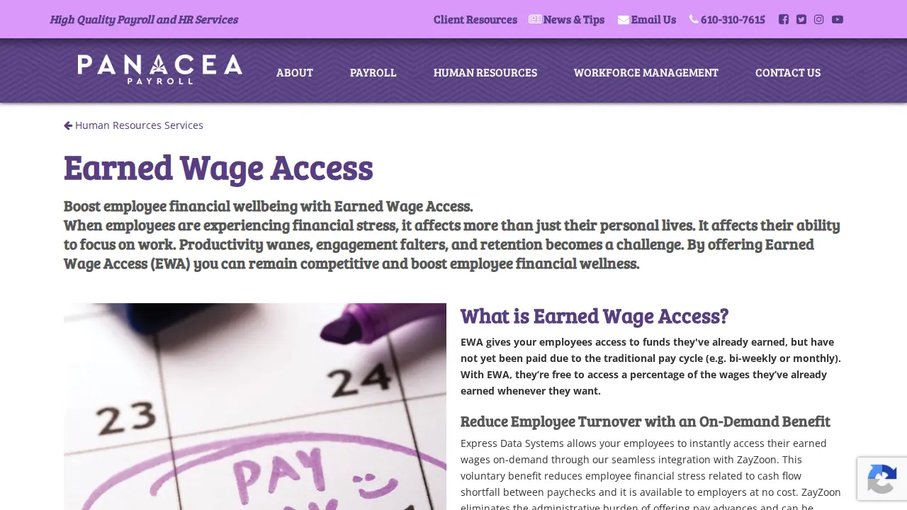 Panacea Payroll page