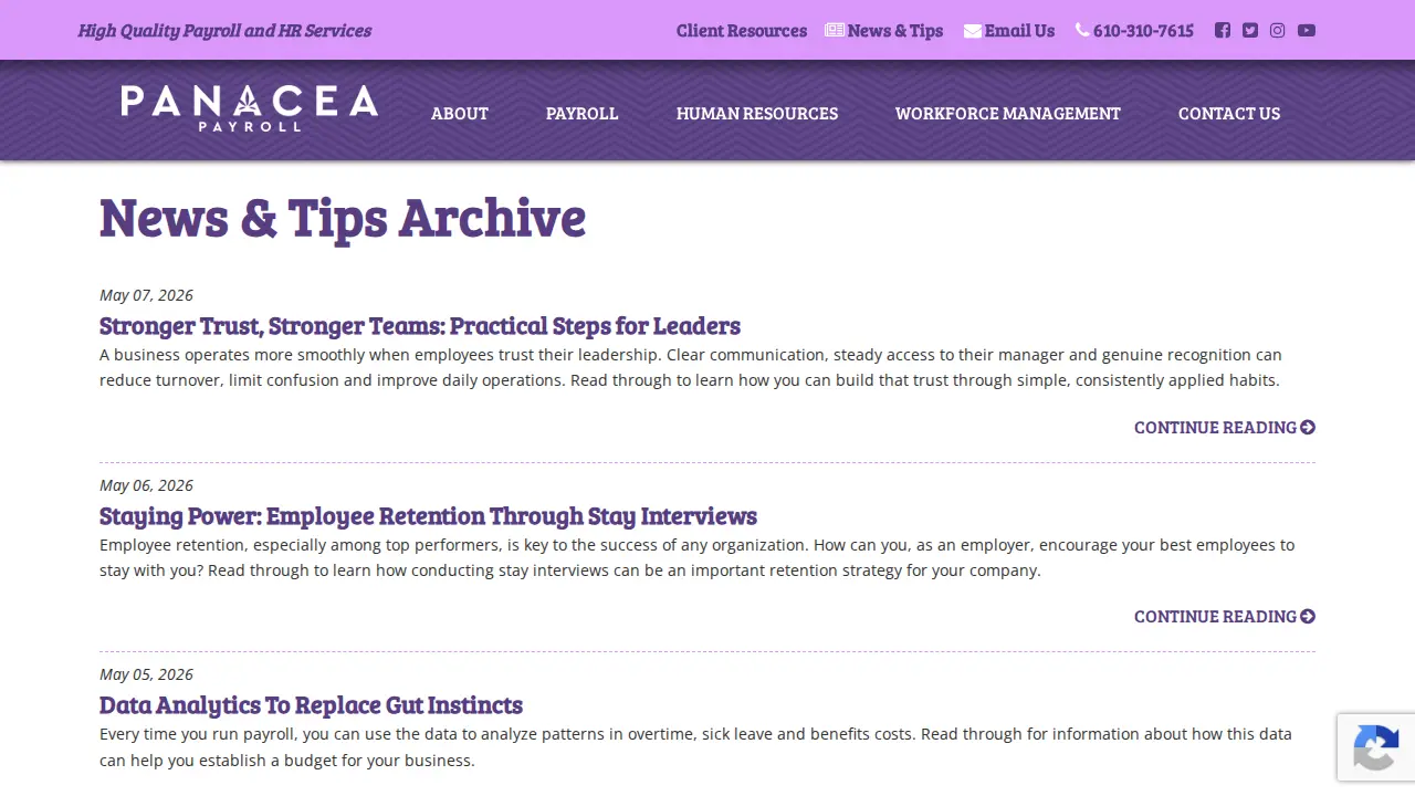 Panacea Payroll page
