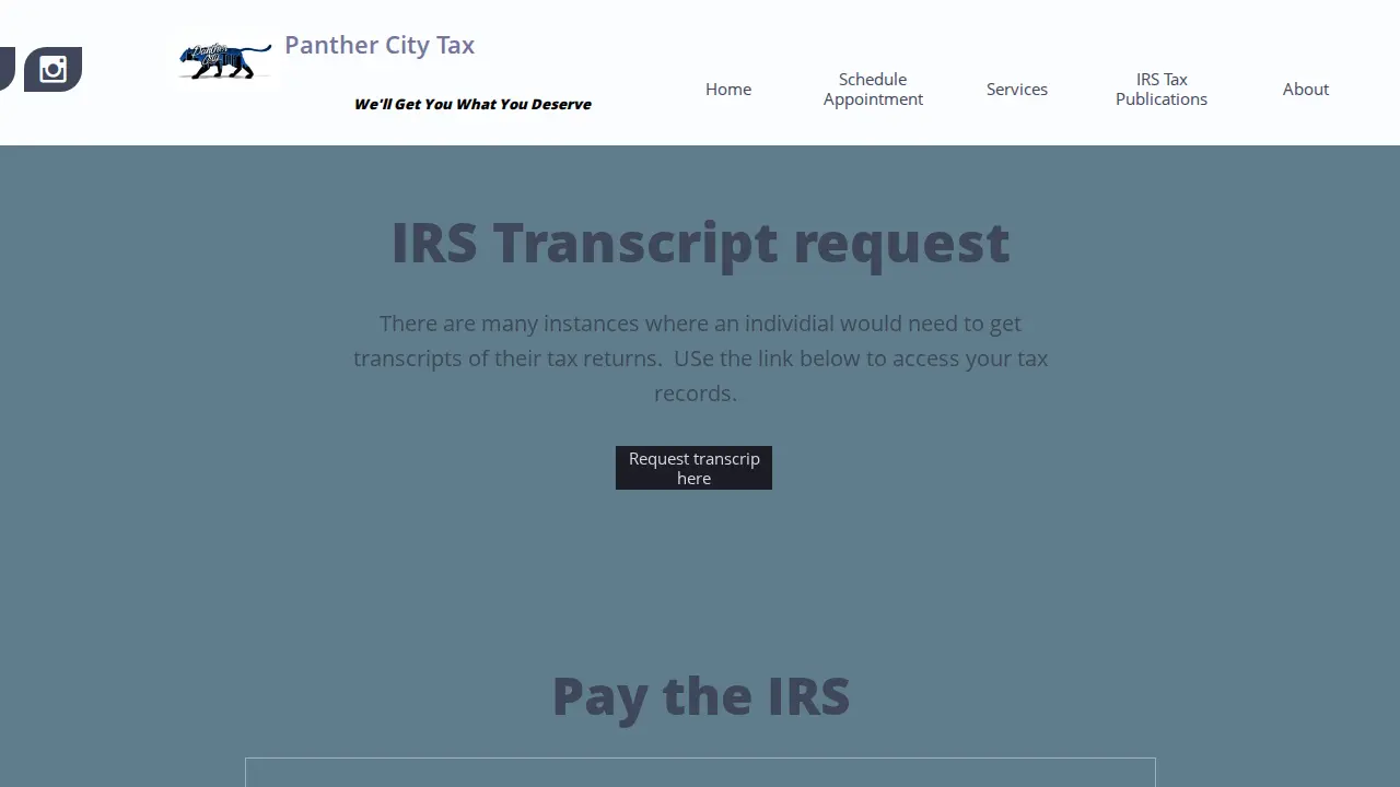 Panther City Tax page
