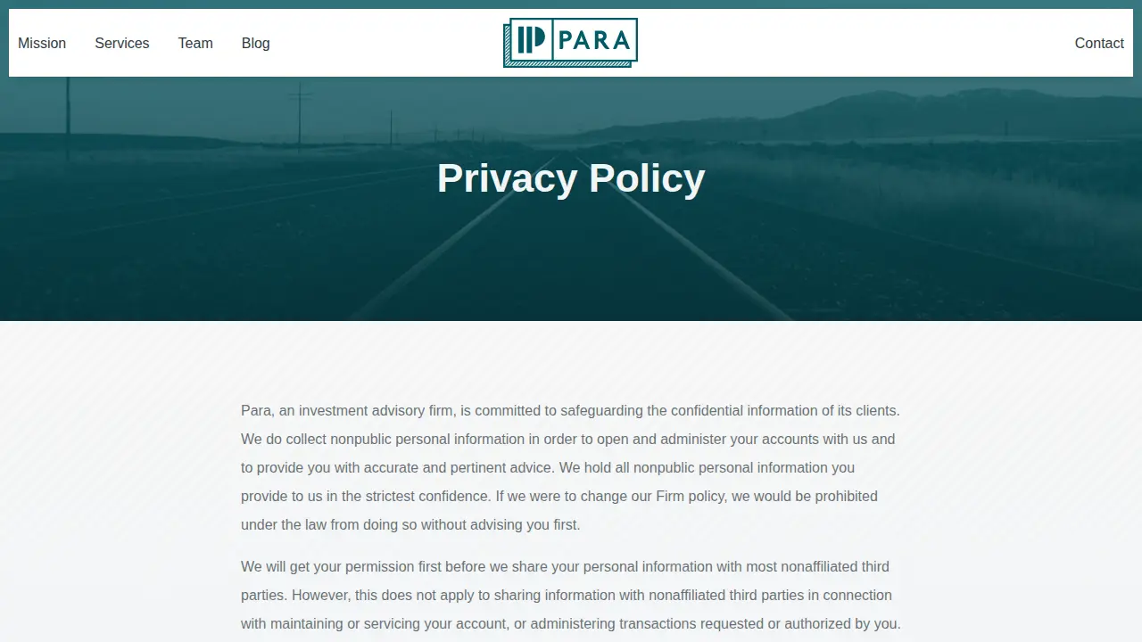 Para Wealth Advisors page