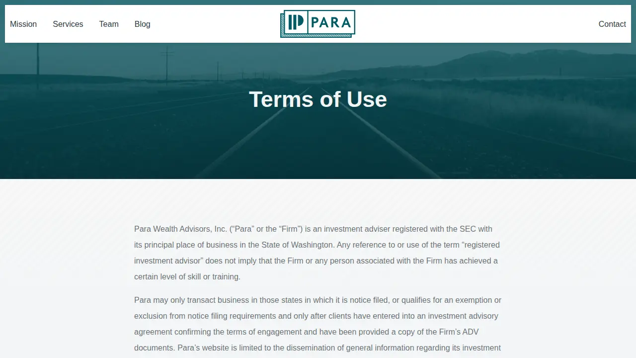 Para Wealth Advisors page