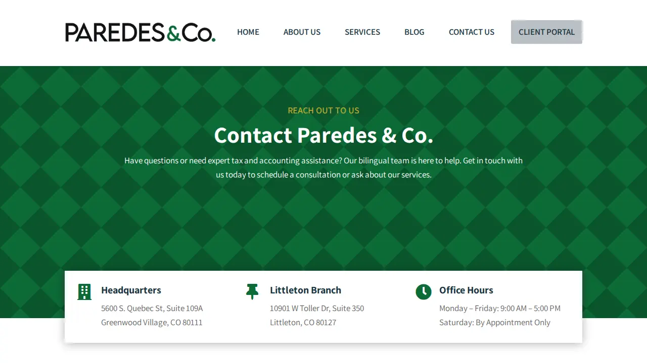 Paredes & Co. CPAs page