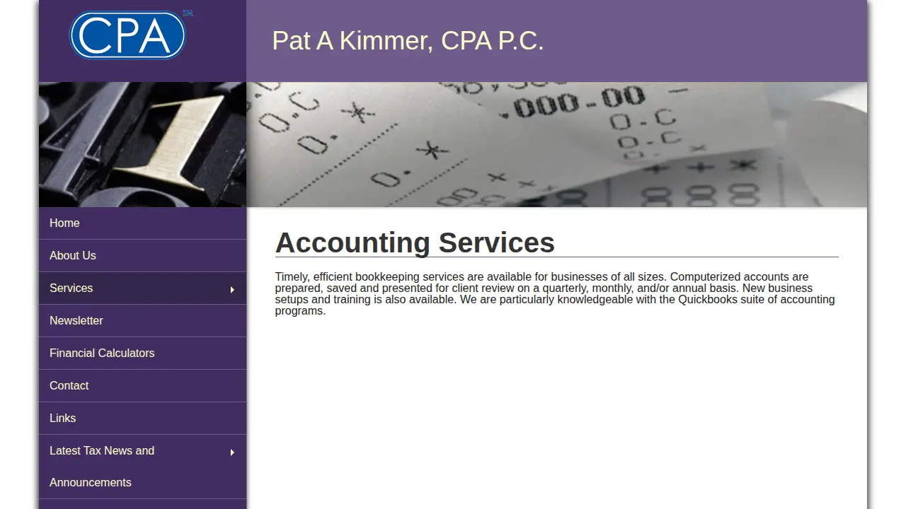 Pat A Kimmer CPA page