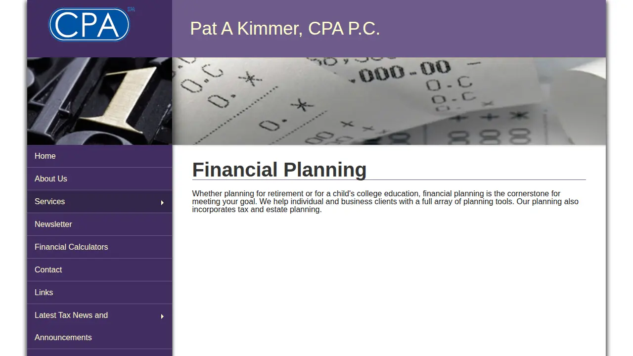 Pat A Kimmer CPA page