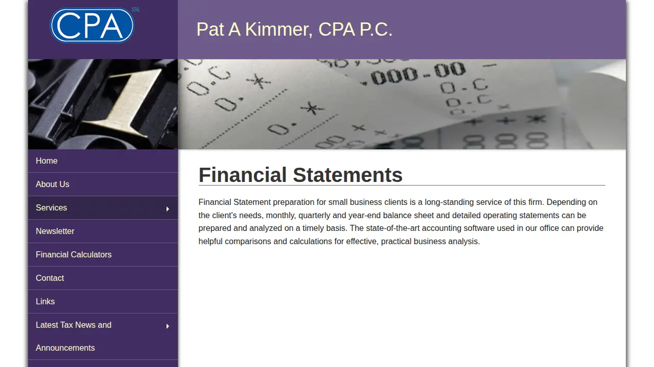 Pat A Kimmer CPA page