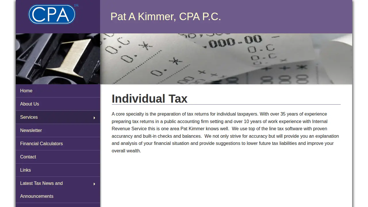 Pat A Kimmer CPA page