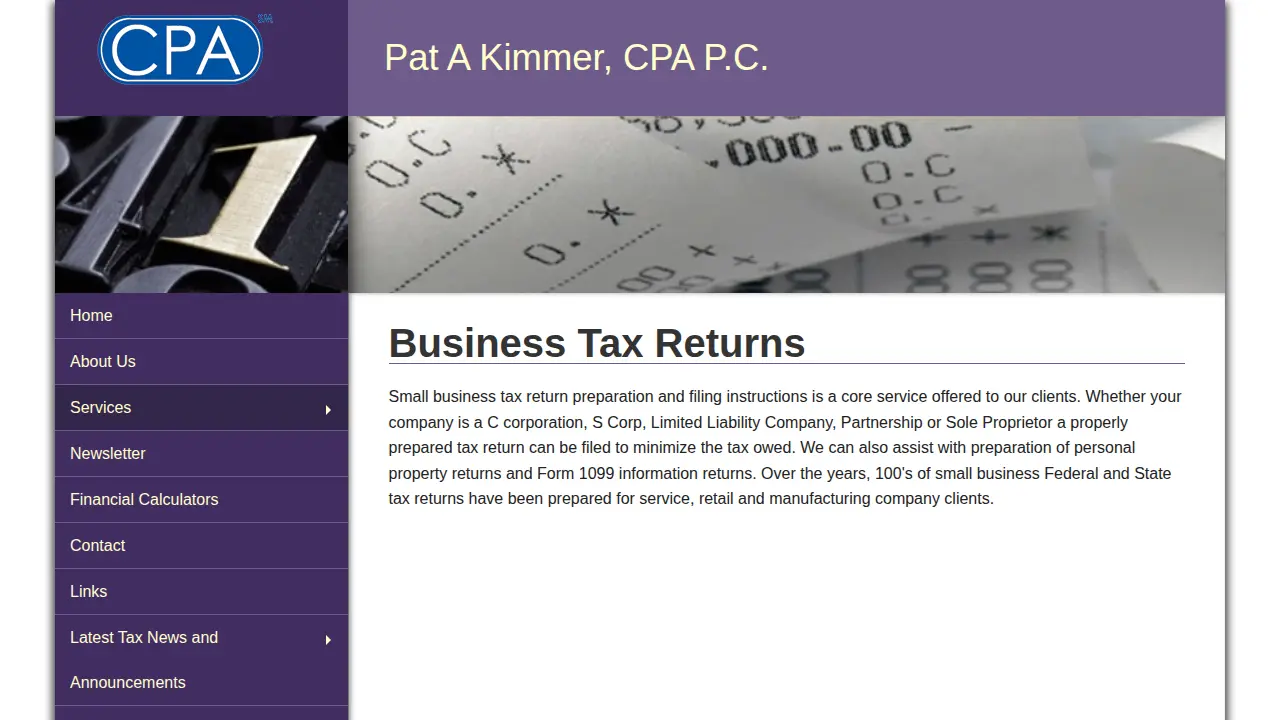 Pat A Kimmer CPA page