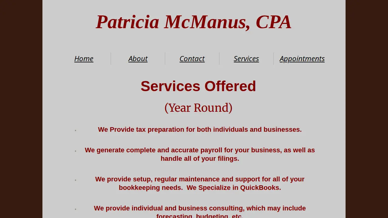 Patricia McManus, CPA page