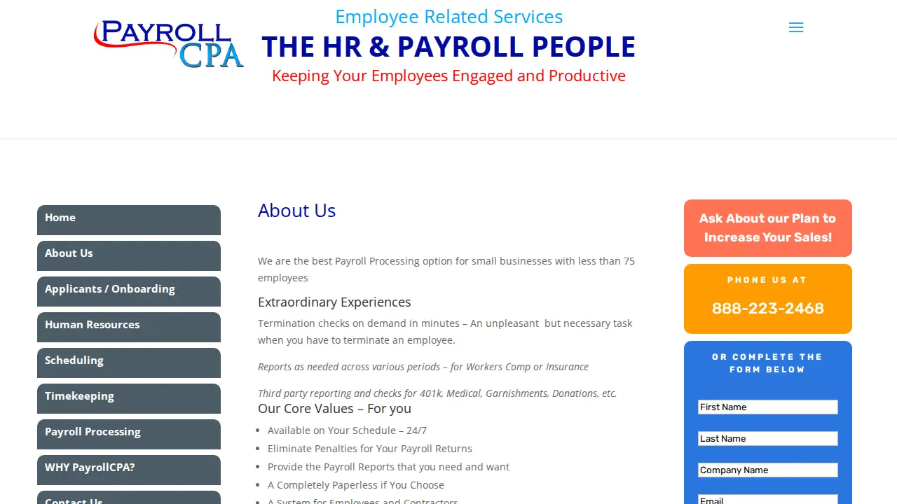 Pain Free Payroll page