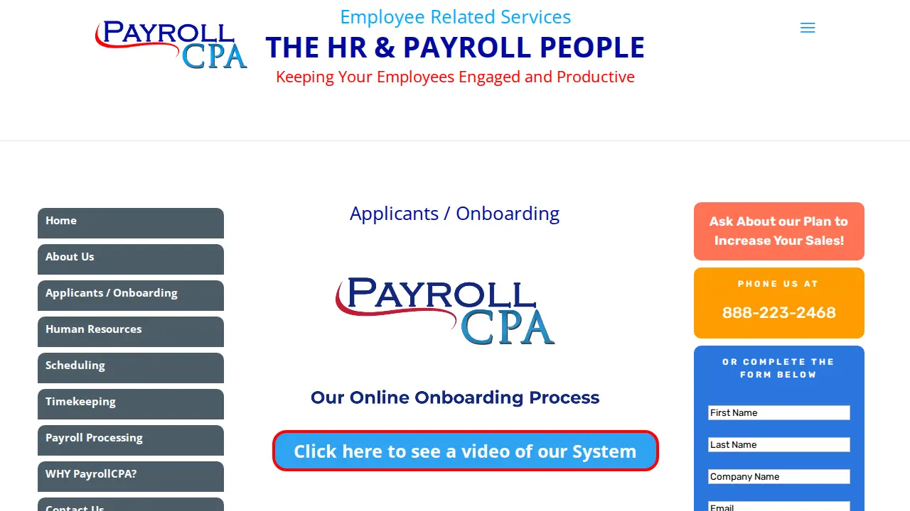 Pain Free Payroll page