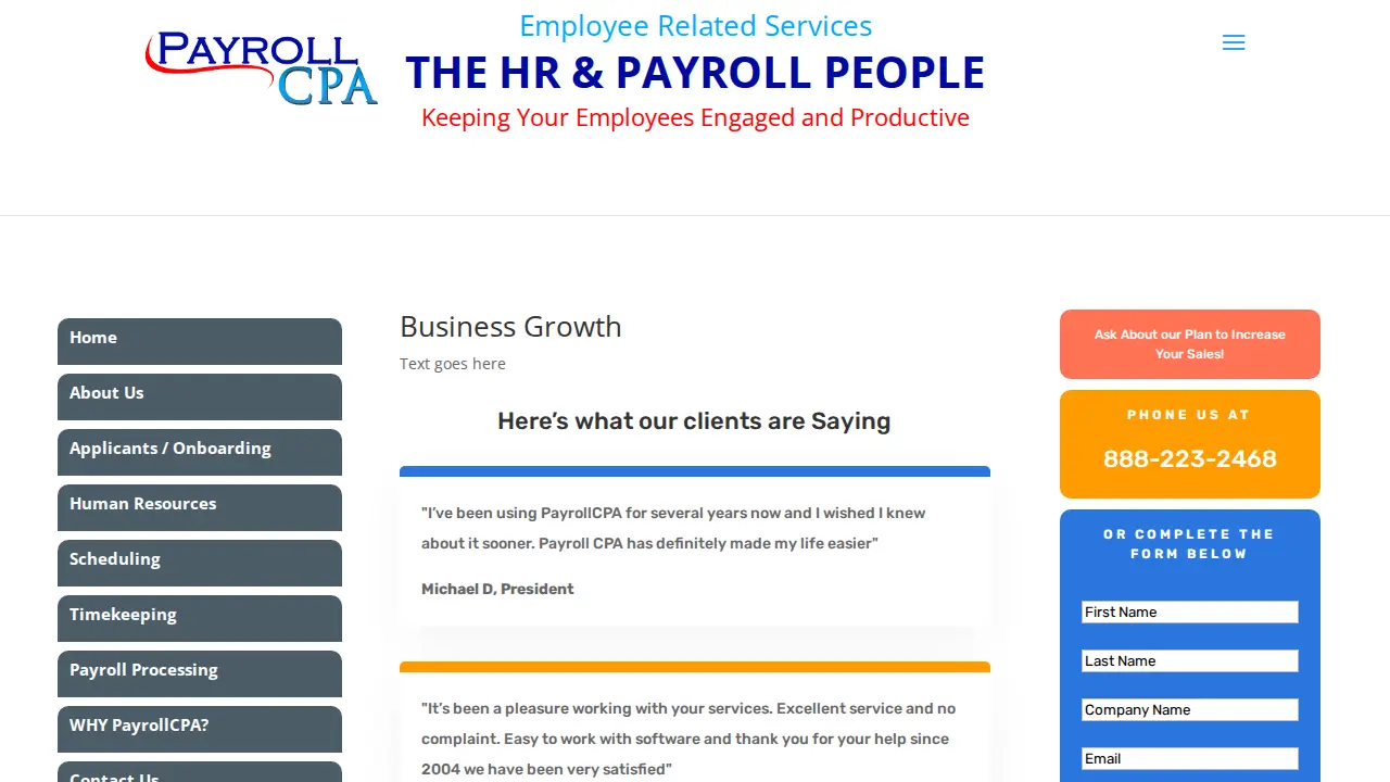 Pain Free Payroll page