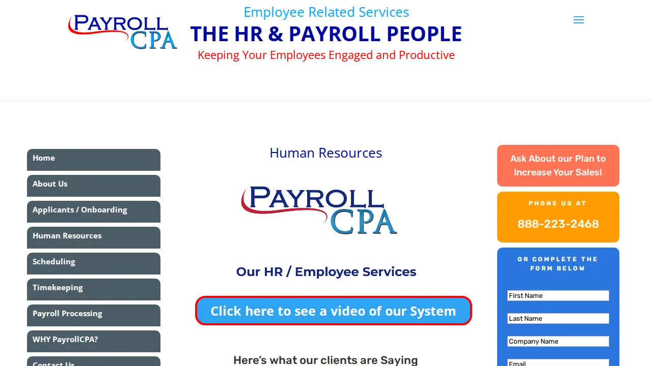 Pain Free Payroll page