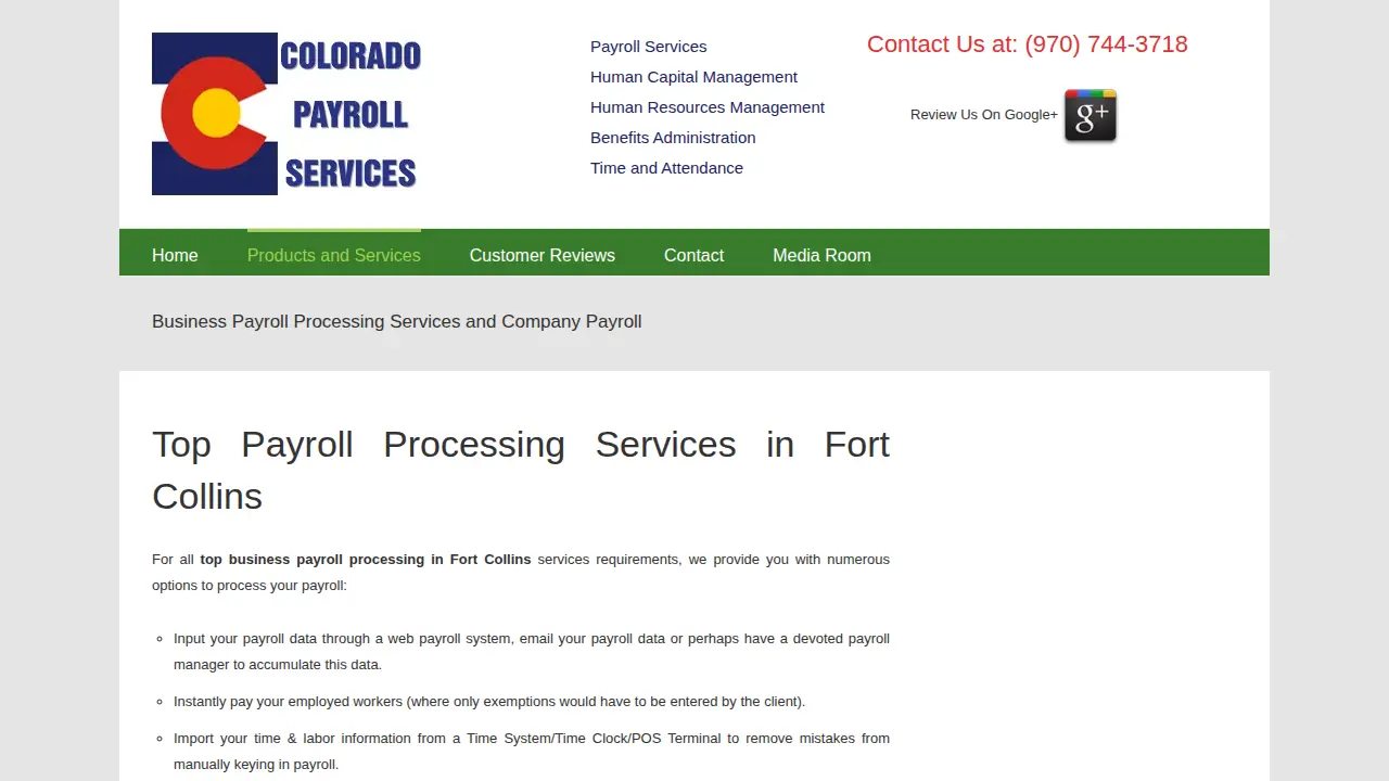 Colorado Payroll Services page