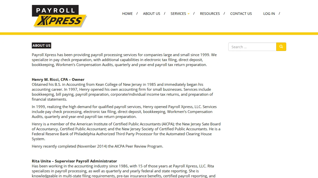 Payroll Xpress page
