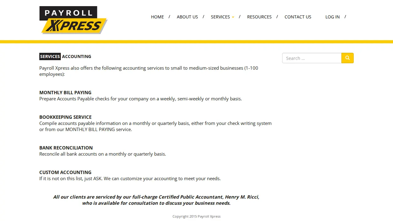 Payroll Xpress page
