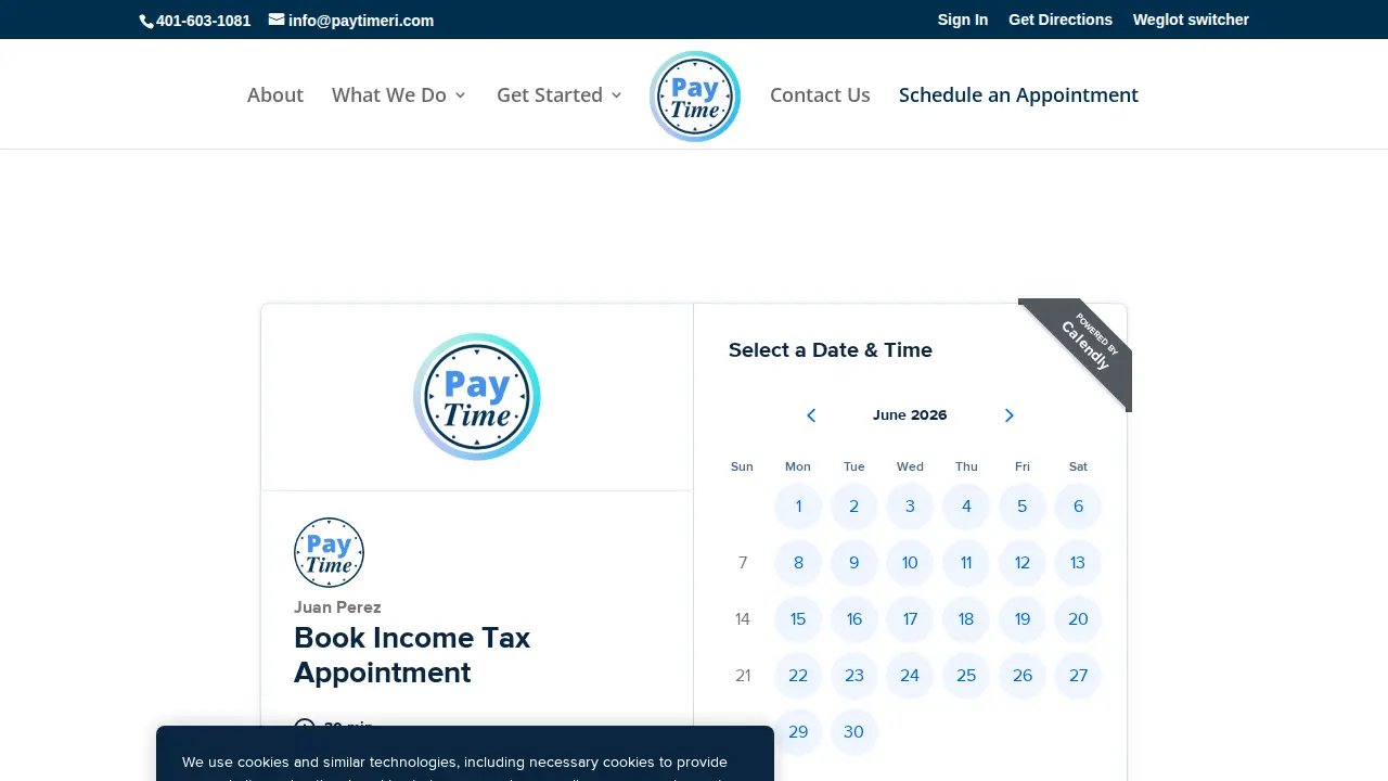 Paytime RI page