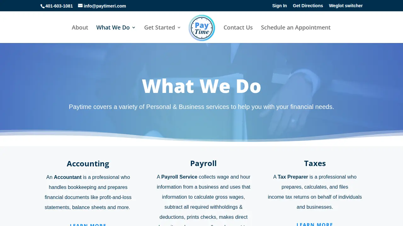 Paytime RI page