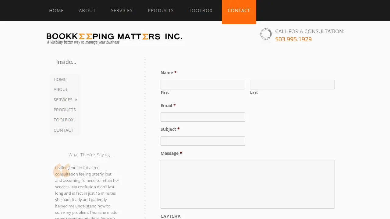 Bookkeeping Matters, Inc. page