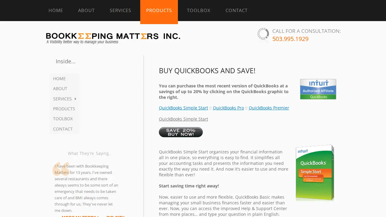Bookkeeping Matters, Inc. page