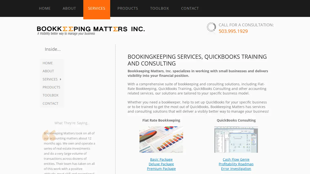 Bookkeeping Matters, Inc. page