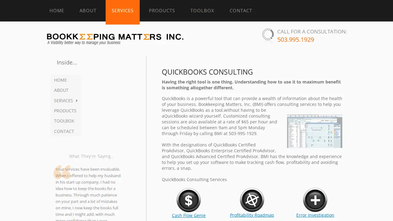 Bookkeeping Matters, Inc. page